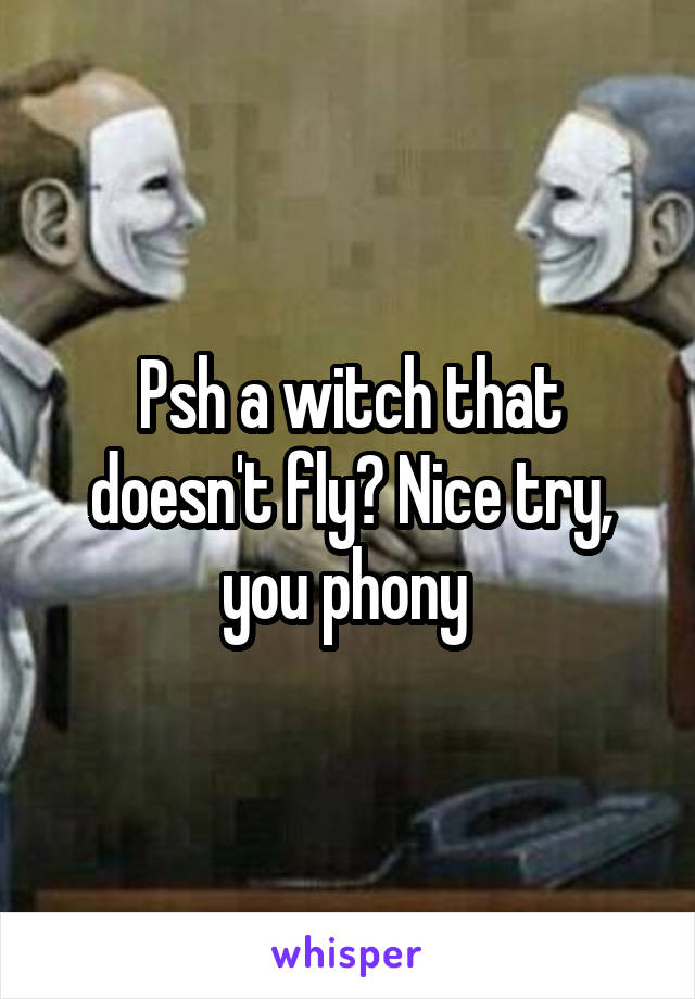 Psh a witch that doesn't fly? Nice try, you phony 