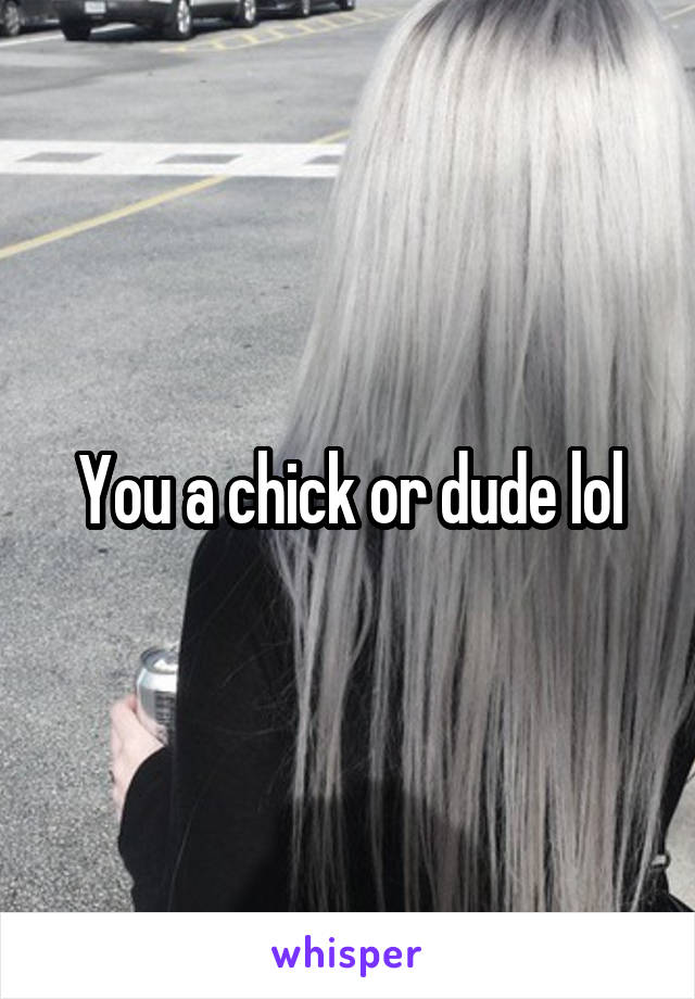 You a chick or dude lol