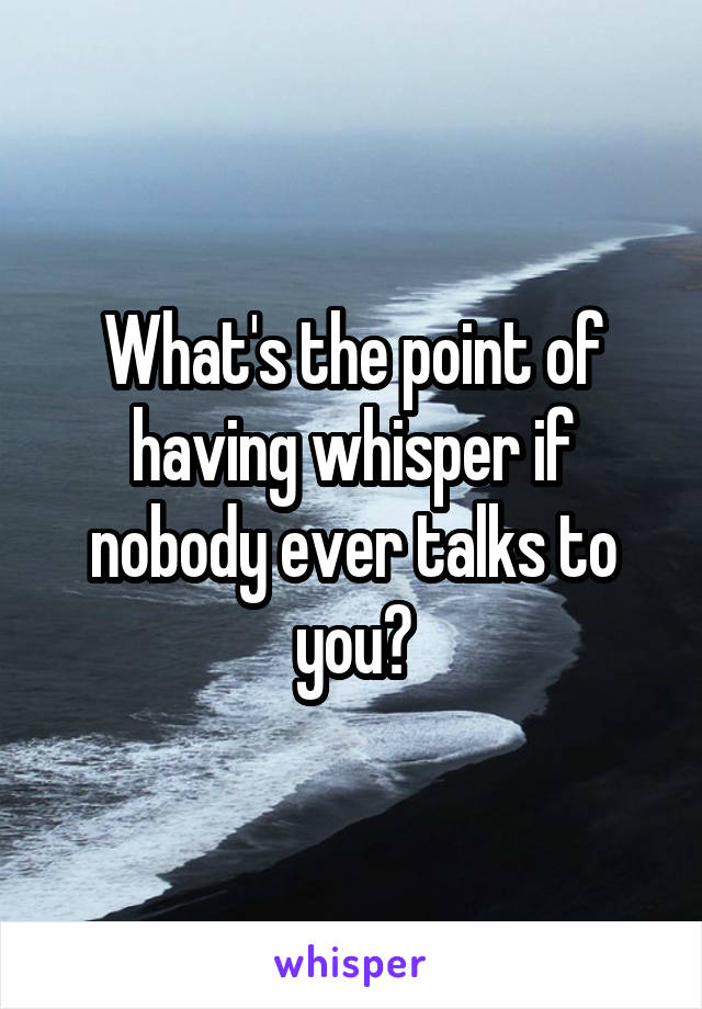 What's the point of having whisper if nobody ever talks to you?