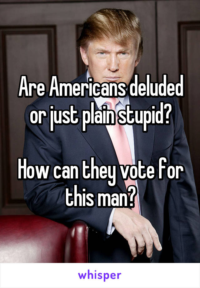 Are Americans deluded or just plain stupid?

How can they vote for this man?