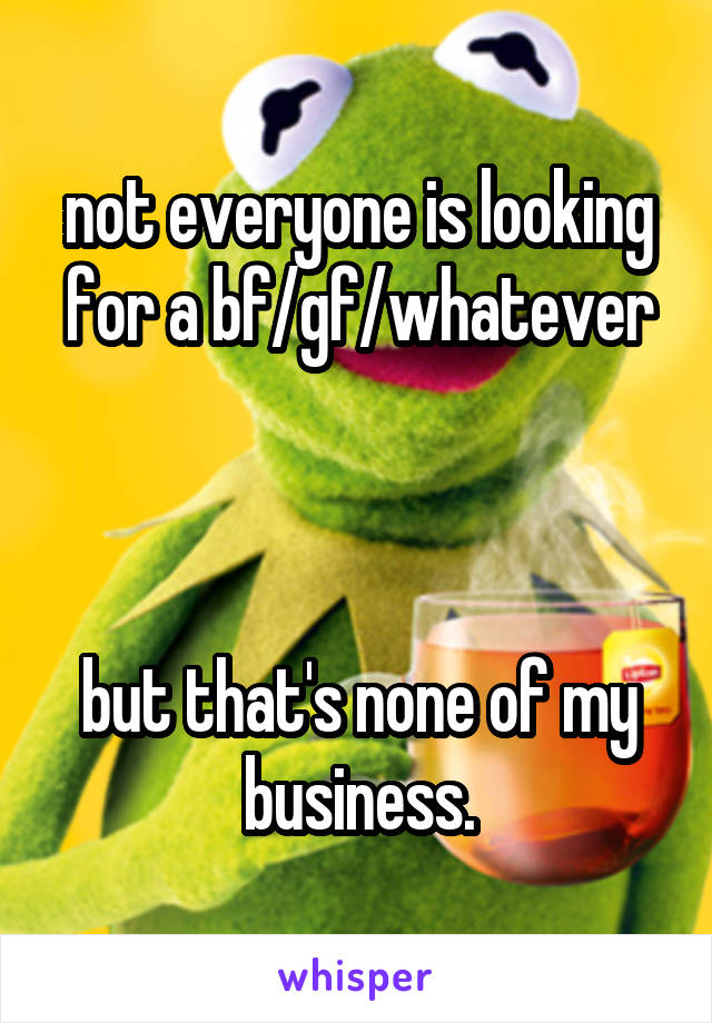 not everyone is looking for a bf/gf/whatever



but that's none of my business.