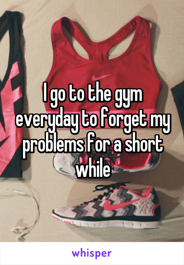 I go to the gym everyday to forget my problems for a short while