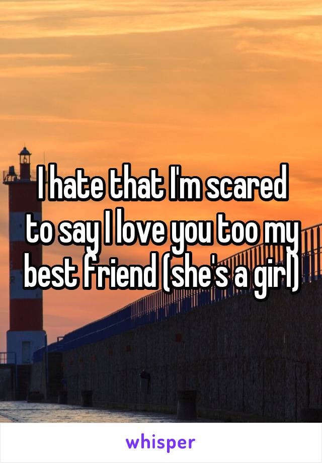 I hate that I'm scared to say I love you too my best friend (she's a girl)