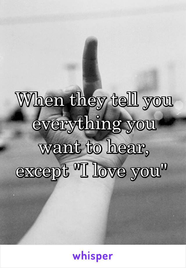 When they tell you everything you want to hear, except "I love you" 