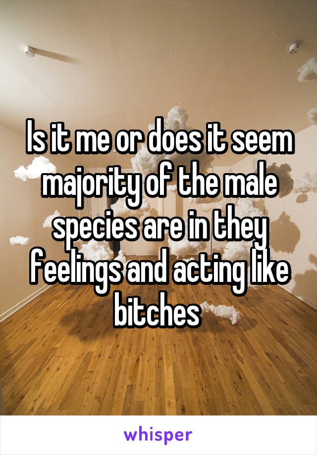 Is it me or does it seem majority of the male species are in they feelings and acting like bitches 