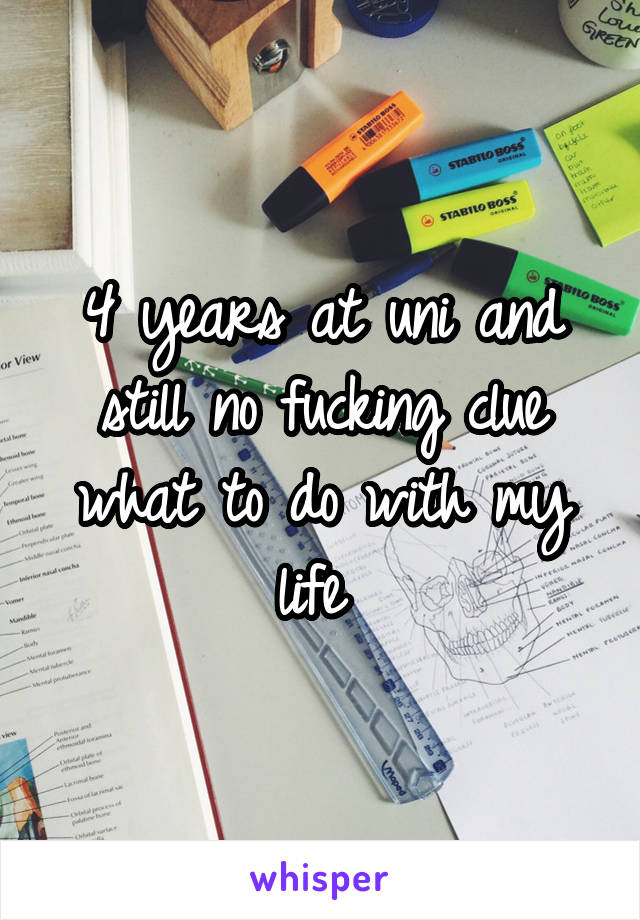 4 years at uni and still no fucking clue what to do with my life 