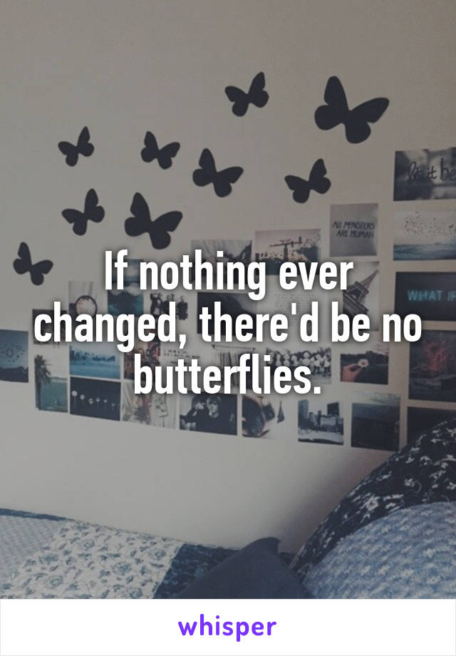 If nothing ever changed, there'd be no butterflies.