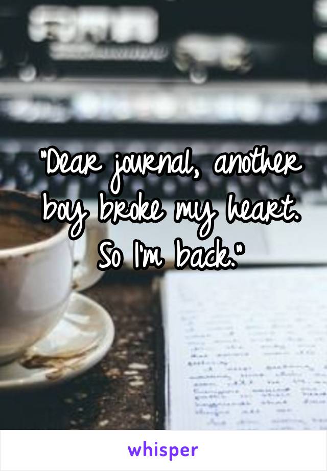 "Dear journal, another boy broke my heart. So I'm back."
