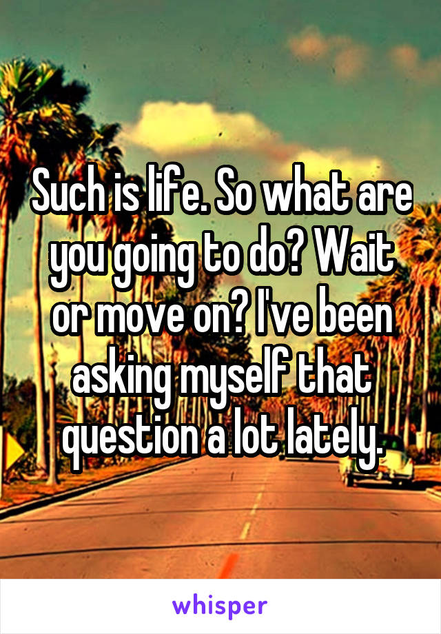 Such is life. So what are you going to do? Wait or move on? I've been asking myself that question a lot lately.