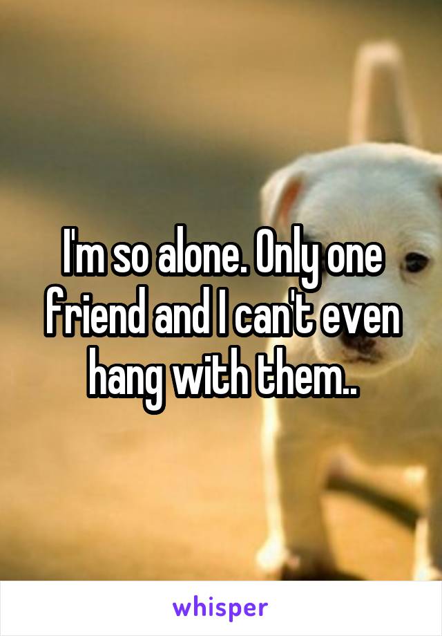 I'm so alone. Only one friend and I can't even hang with them..