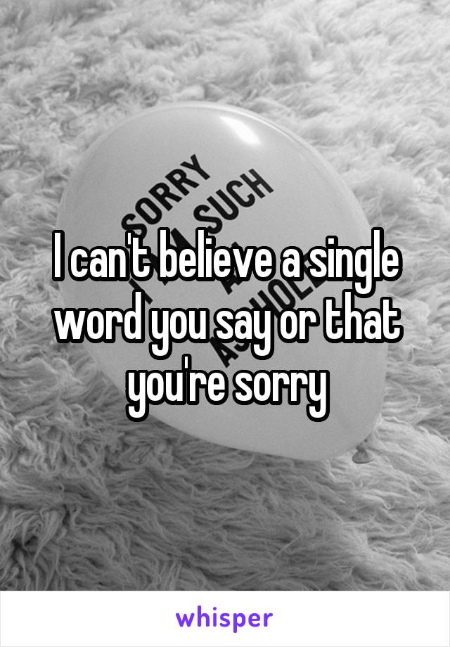 I can't believe a single word you say or that you're sorry