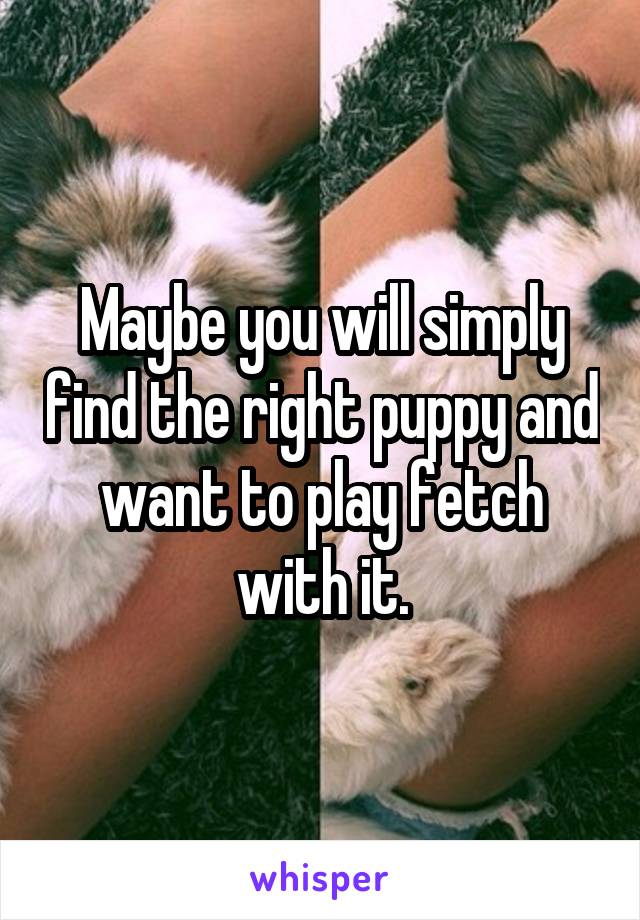 Maybe you will simply find the right puppy and want to play fetch with it.