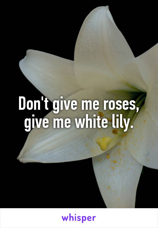 Don't give me roses, give me white lily.