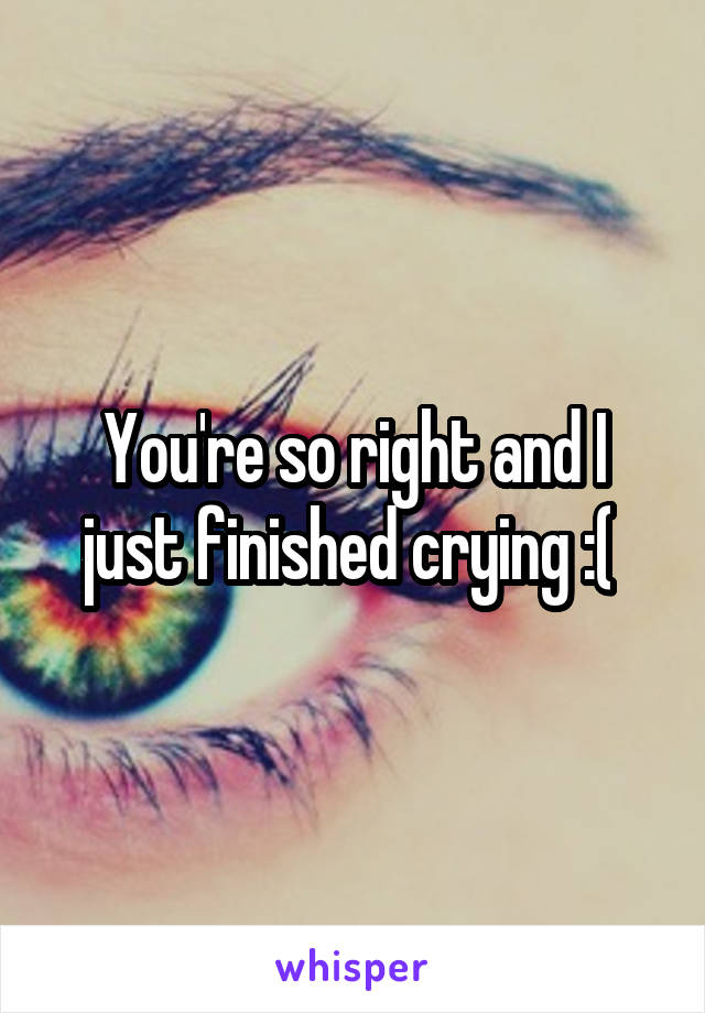 You're so right and I just finished crying :( 