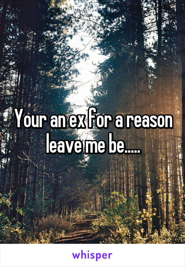 Your an ex for a reason leave me be.....