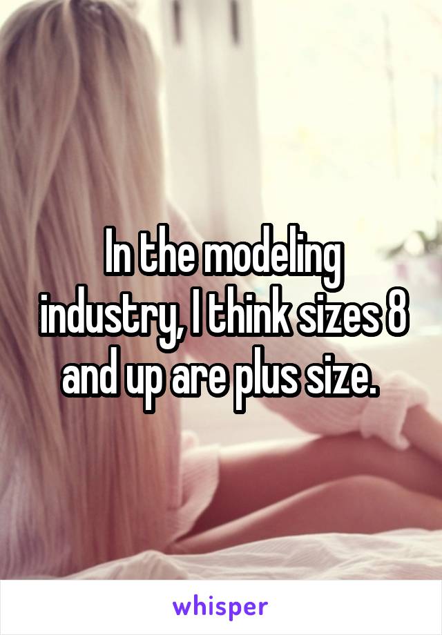 In the modeling industry, I think sizes 8 and up are plus size. 