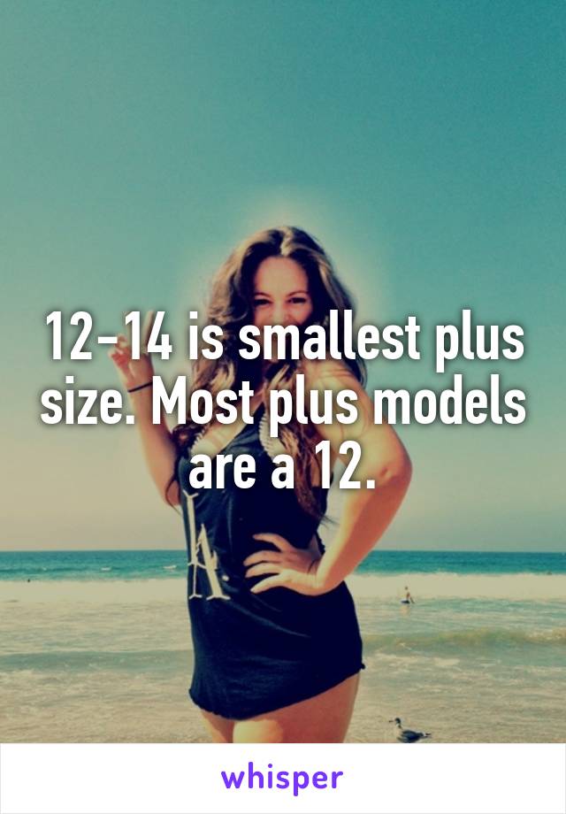 12-14 is smallest plus size. Most plus models are a 12.