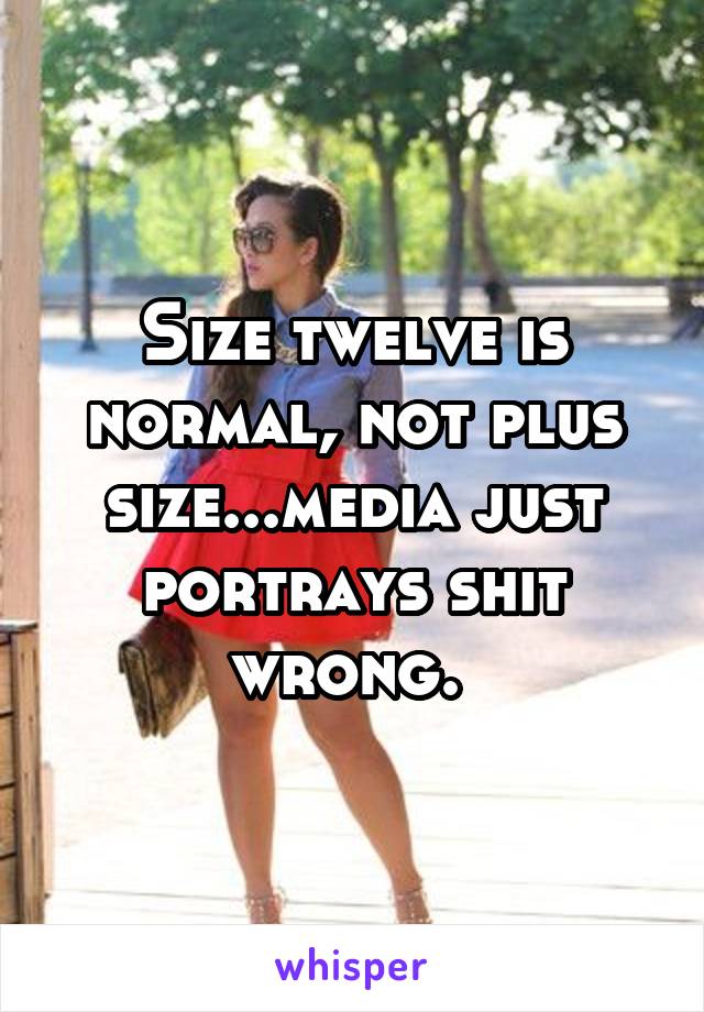 Size twelve is normal, not plus size...media just portrays shit wrong. 