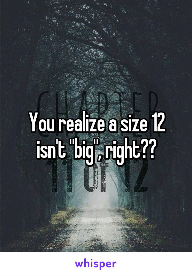 You realize a size 12 isn't "big", right??