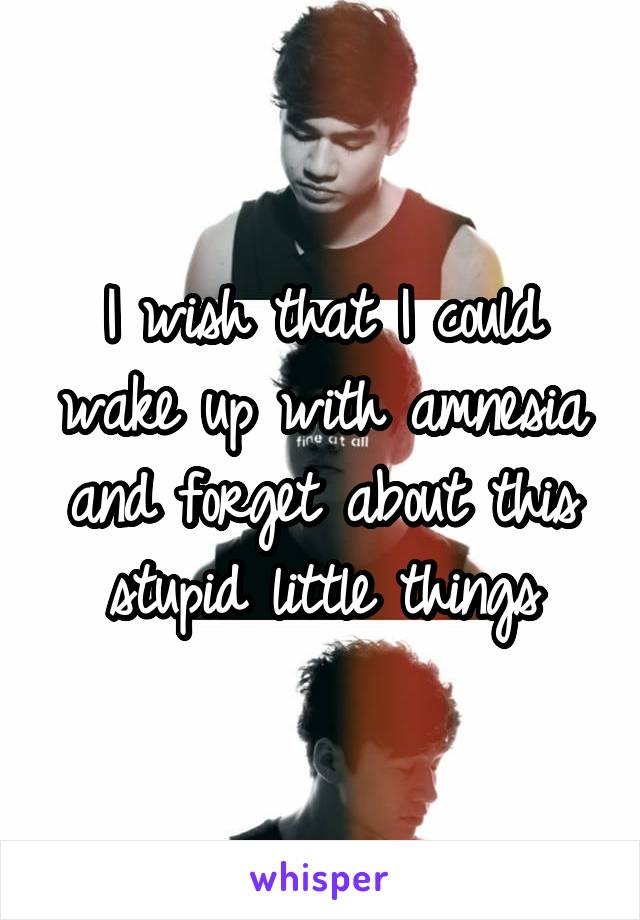 I wish that I could wake up with amnesia and forget about this stupid little things