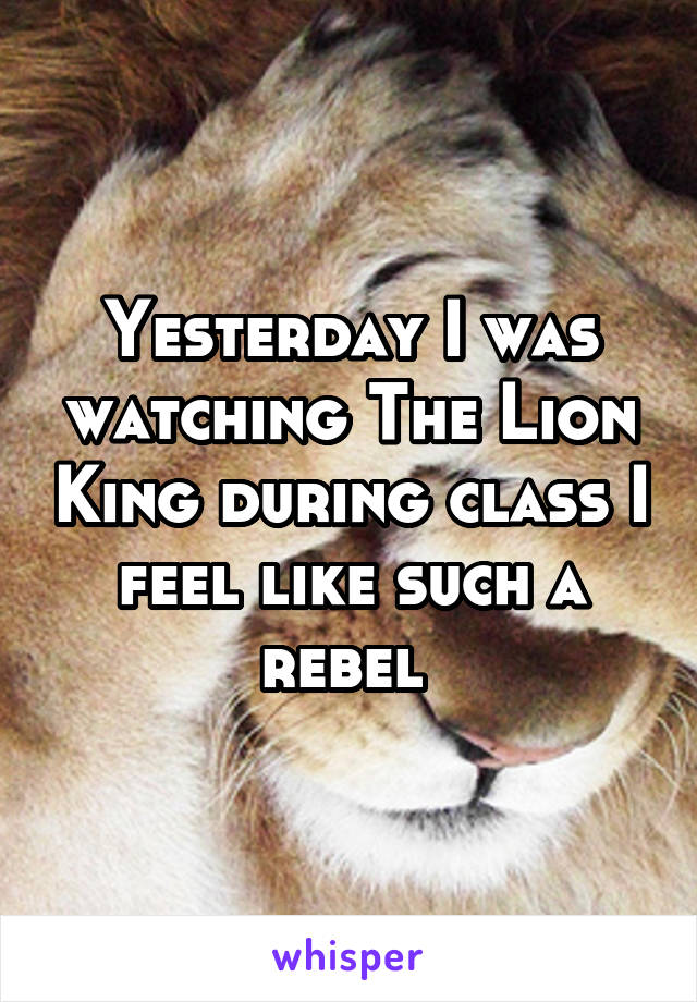 Yesterday I was watching The Lion King during class I feel like such a rebel 