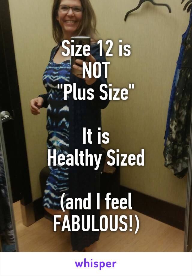 Size 12 is
NOT
"Plus Size"

It is
Healthy Sized

(and I feel FABULOUS!)