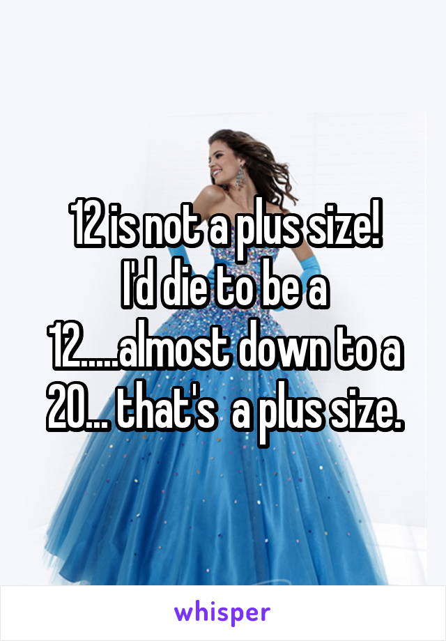 12 is not a plus size!
I'd die to be a 12.....almost down to a 20... that's  a plus size.