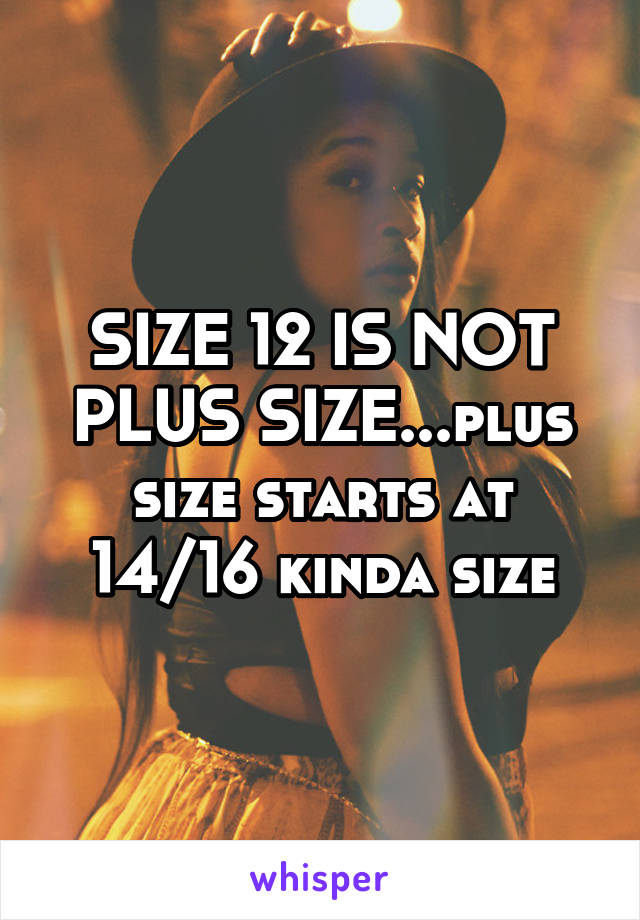 SIZE 12 IS NOT PLUS SIZE...plus size starts at 14/16 kinda size