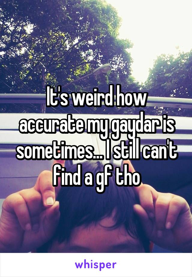 It's weird how accurate my gaydar is sometimes... I still can't find a gf tho