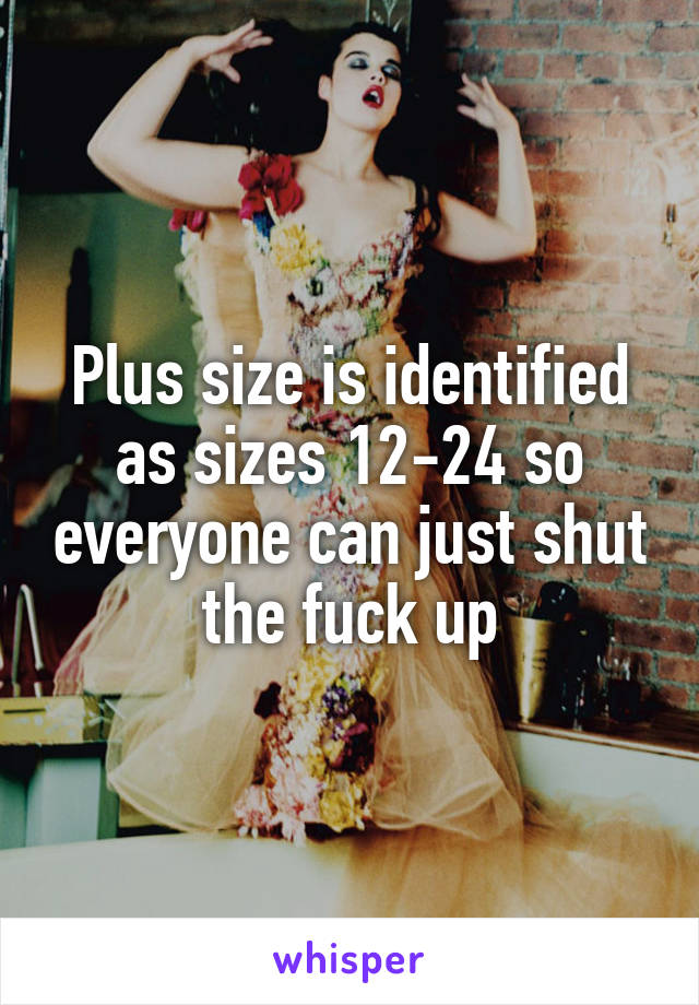 Plus size is identified as sizes 12-24 so everyone can just shut the fuck up