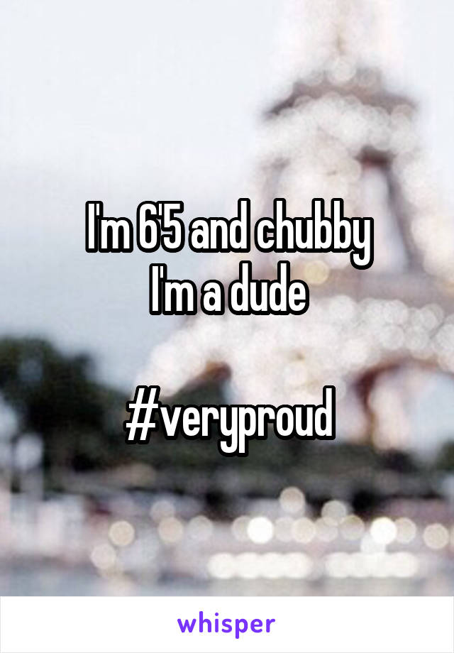 I'm 6'5 and chubby
I'm a dude

#veryproud