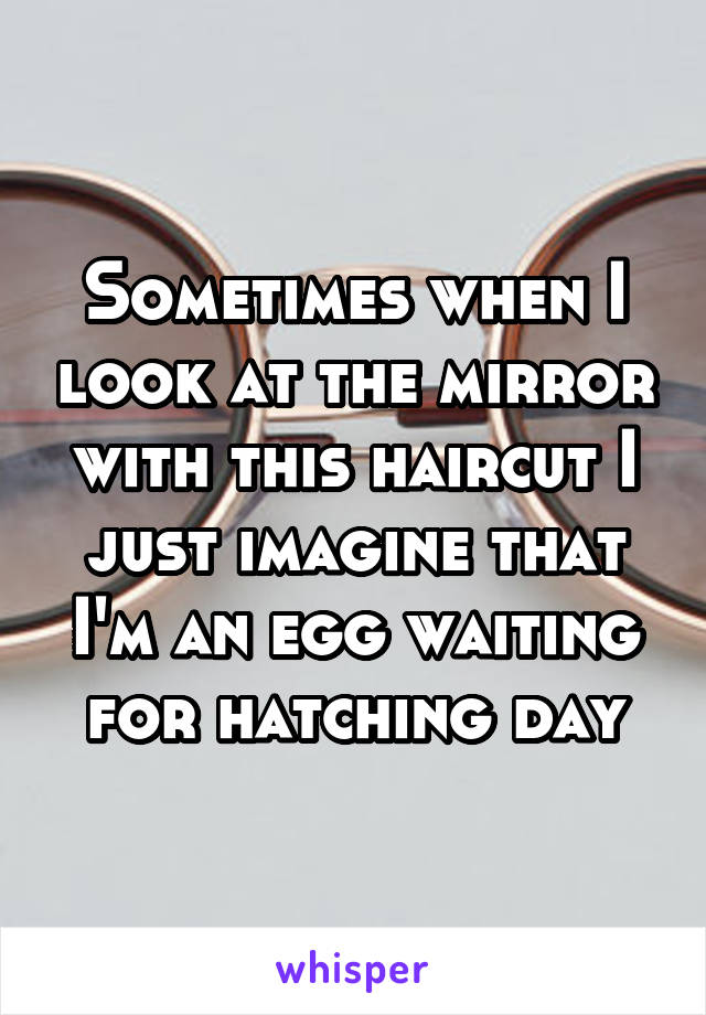 Sometimes when I look at the mirror with this haircut I just imagine that I'm an egg waiting for hatching day