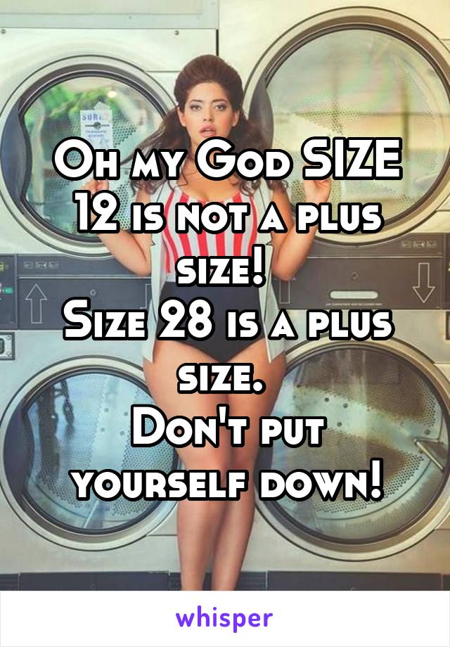 Oh my God SIZE 12 is not a plus size! 
Size 28 is a plus size. 
Don't put yourself down!