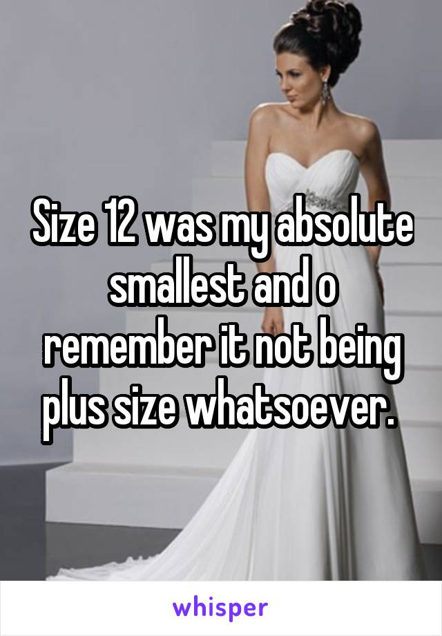 Size 12 was my absolute smallest and o remember it not being plus size whatsoever. 