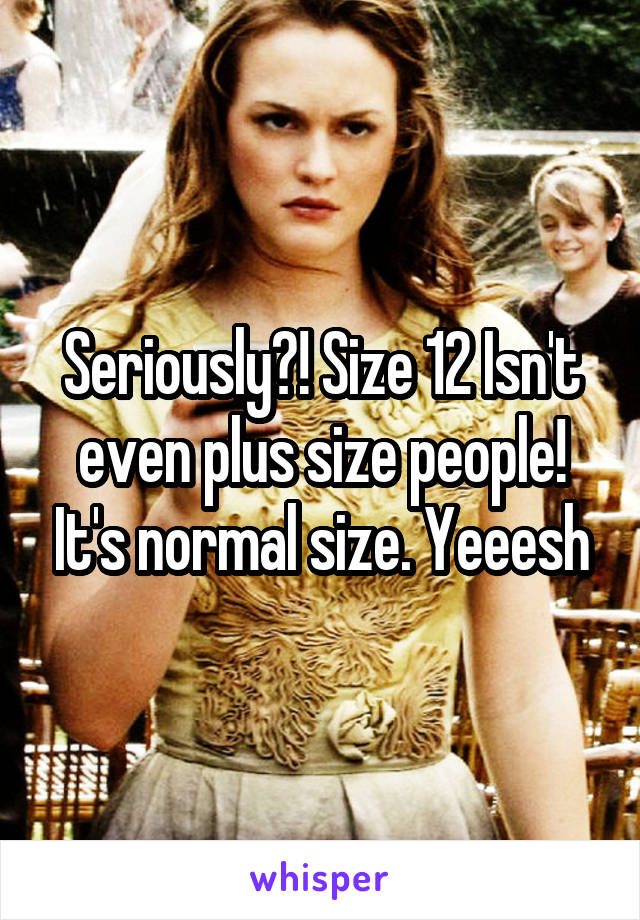 Seriously?! Size 12 Isn't even plus size people! It's normal size. Yeeesh