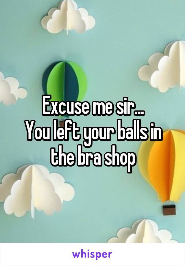 Excuse me sir...
You left your balls in the bra shop