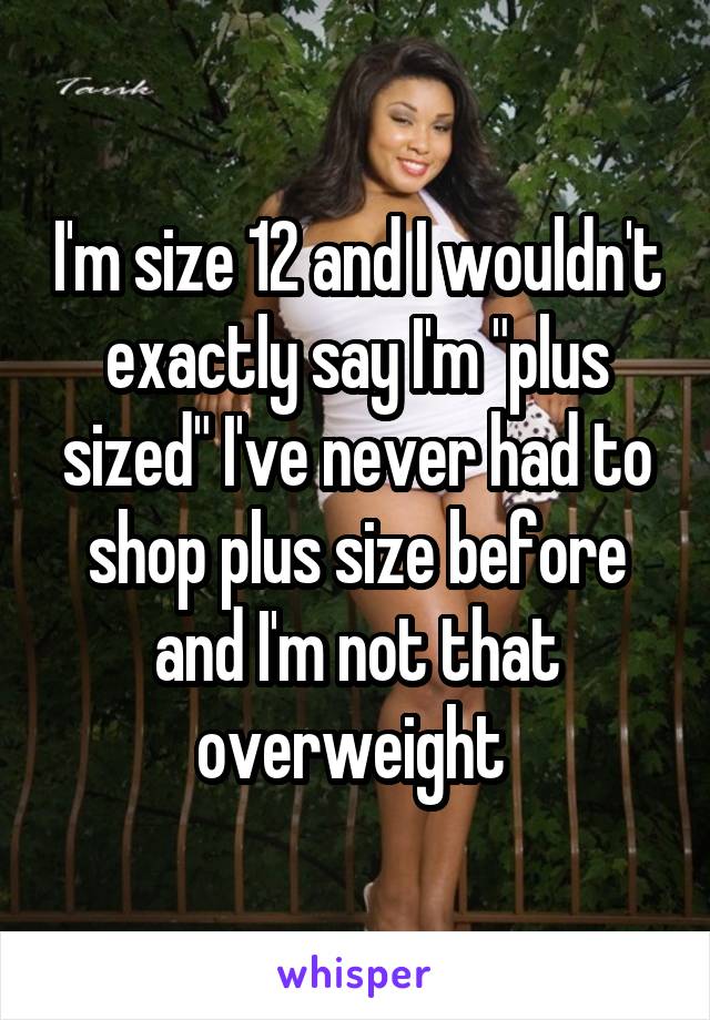 I'm size 12 and I wouldn't exactly say I'm "plus sized" I've never had to shop plus size before and I'm not that overweight 