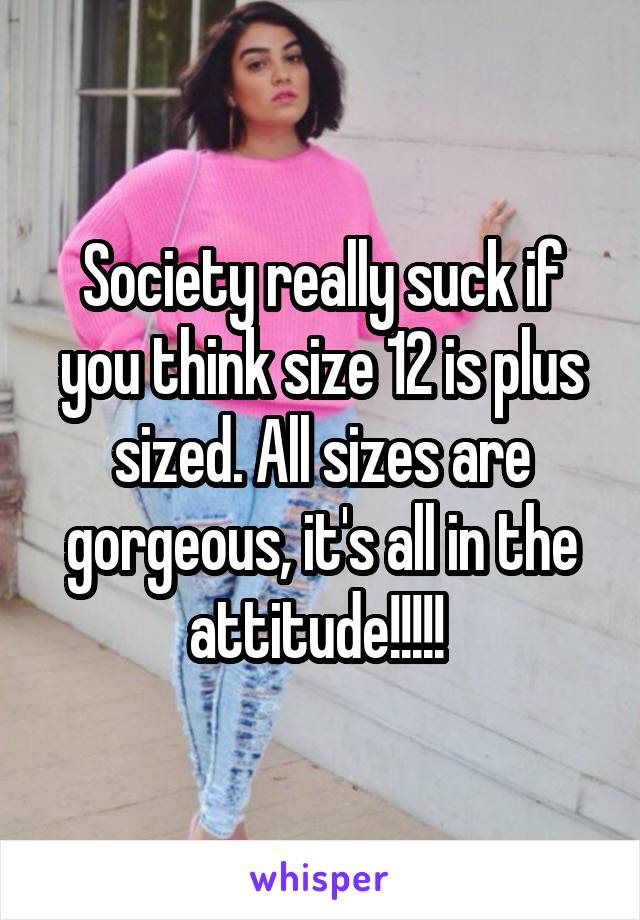 Society really suck if you think size 12 is plus sized. All sizes are gorgeous, it's all in the attitude!!!!! 