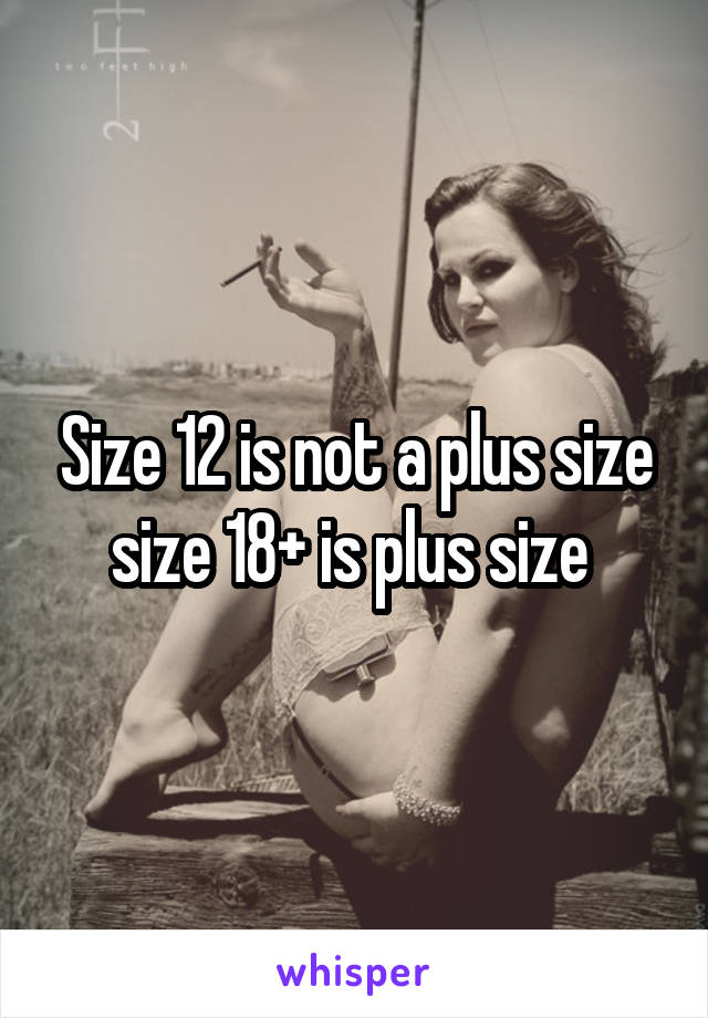 Size 12 is not a plus size size 18+ is plus size 