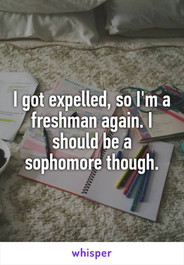 I got expelled, so I'm a freshman again. I should be a sophomore though.