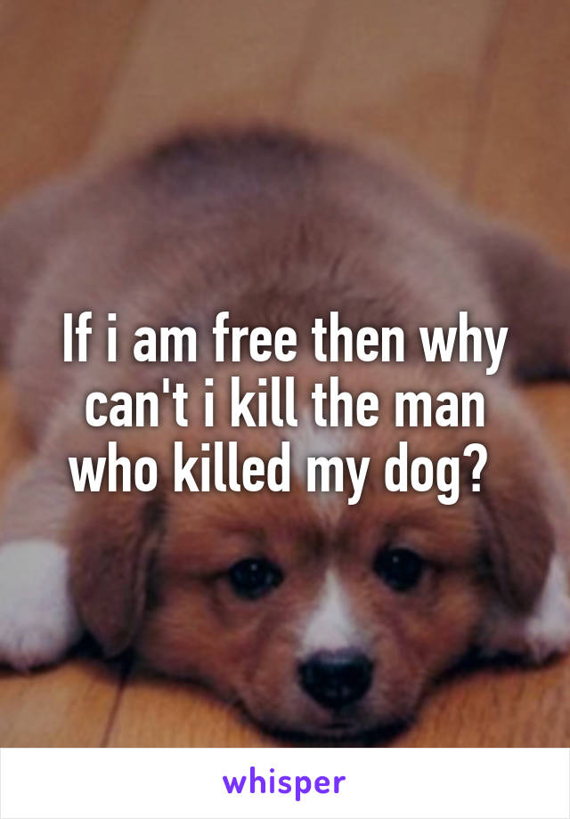 If i am free then why can't i kill the man who killed my dog? 