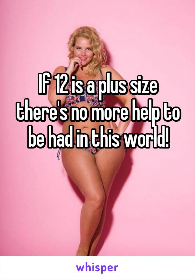 If 12 is a plus size there's no more help to be had in this world!

