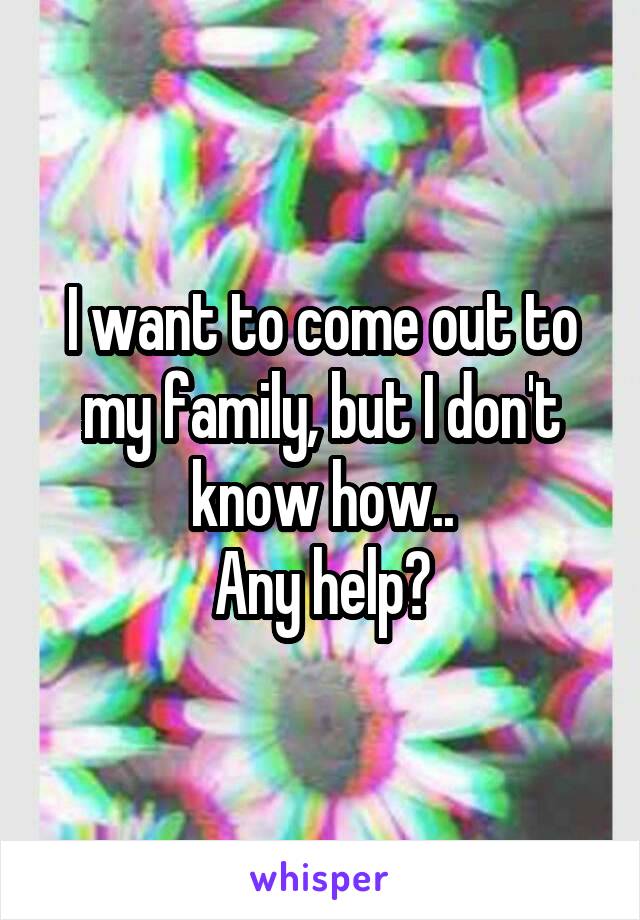 I want to come out to my family, but I don't know how..
Any help?