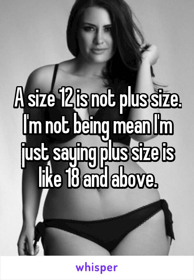 A size 12 is not plus size. I'm not being mean I'm just saying plus size is like 18 and above.