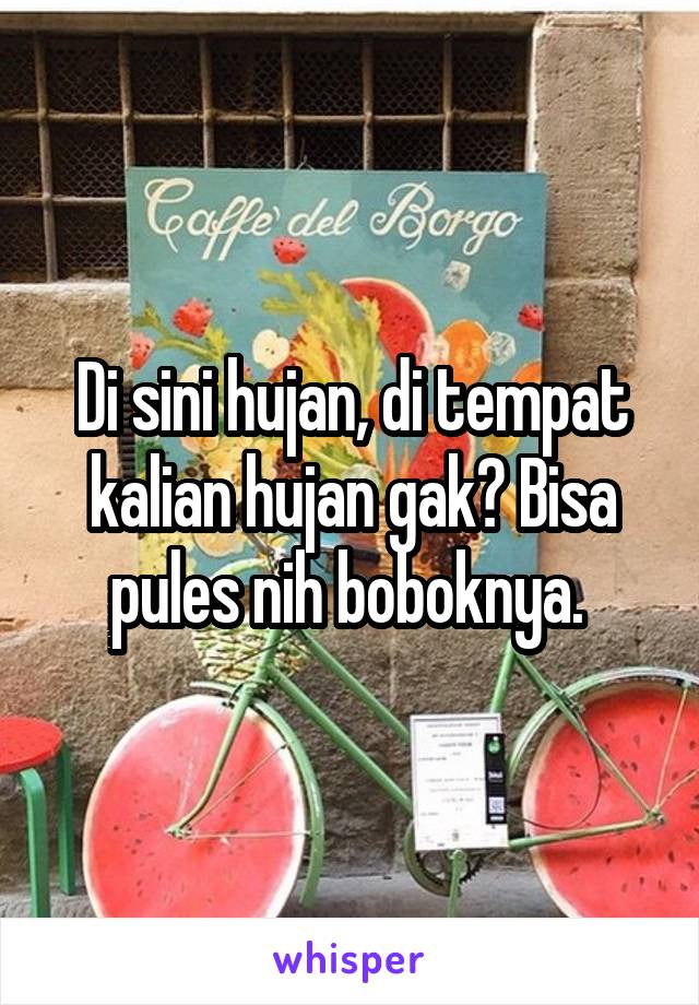 Di sini hujan, di tempat kalian hujan gak? Bisa pules nih boboknya. 