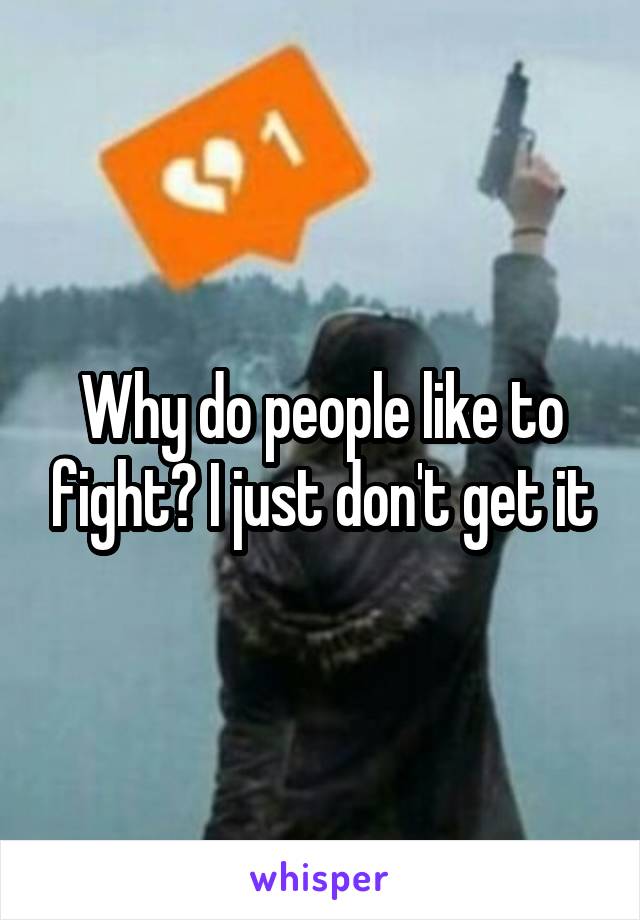 Why do people like to fight? I just don't get it