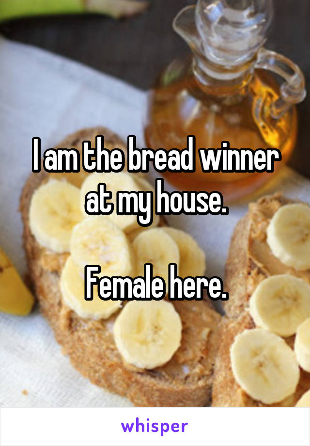 I am the bread winner at my house.

Female here.