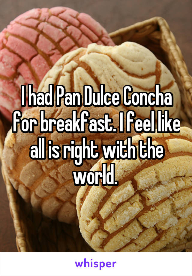 I had Pan Dulce Concha for breakfast. I feel like all is right with the world. 