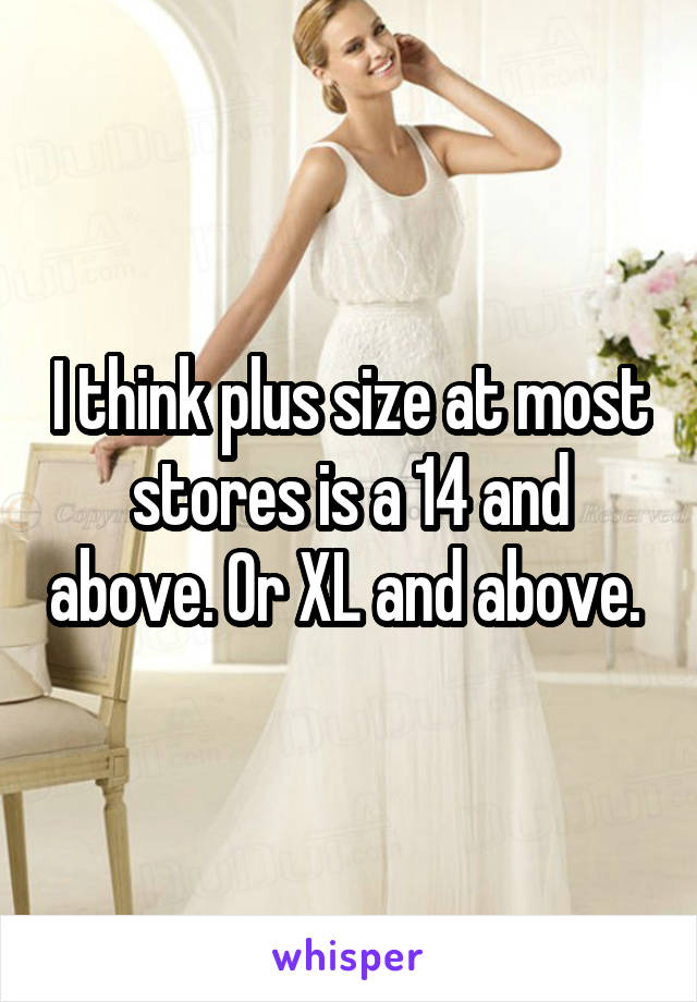 I think plus size at most stores is a 14 and above. Or XL and above. 