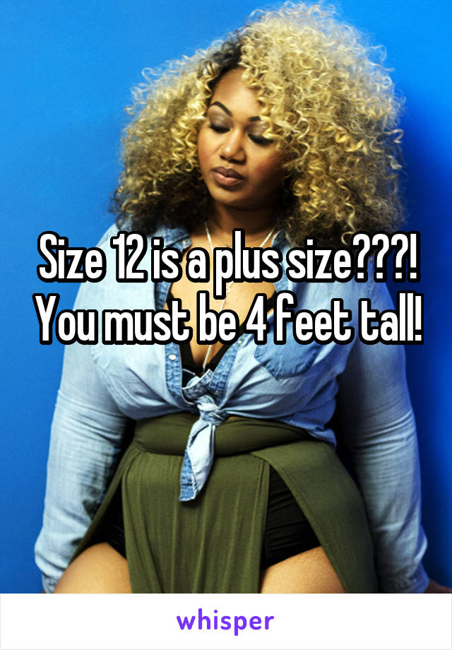 Size 12 is a plus size???! You must be 4 feet tall! 